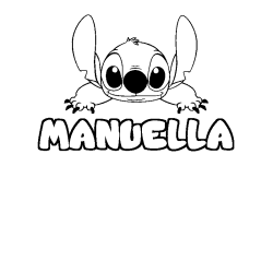 Coloriage prénom MANUELLA - décor Stitch