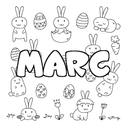 Coloriage pr&eacute;nom MARC - d&eacute;cor Paques
