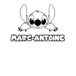 Coloriage prénom MARC-ANTOINE - décor Stitch
