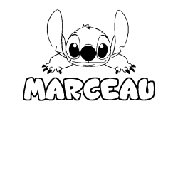 Coloriage prénom MARCEAU - décor Stitch