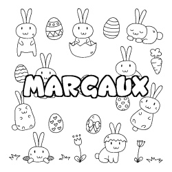 Coloriage pr&eacute;nom MARGAUX - d&eacute;cor Paques
