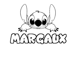 Coloriage prénom MARGAUX - décor Stitch