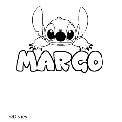 Coloriage pr&eacute;nom MARGO - d&eacute;cor Stitch
