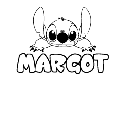 Coloriage prénom MARGOT - décor Stitch