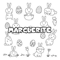 Coloriage pr&eacute;nom MARGUERITE - d&eacute;cor Paques