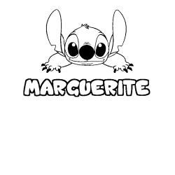 Coloriage prénom MARGUERITE - décor Stitch