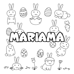 Coloriage pr&eacute;nom MARIAMA - d&eacute;cor Paques