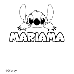 Coloriage pr&eacute;nom MARIAMA - d&eacute;cor Stitch