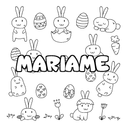 Coloriage pr&eacute;nom MARIAME - d&eacute;cor Paques