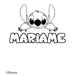Coloriage pr&eacute;nom MARIAME - d&eacute;cor Stitch