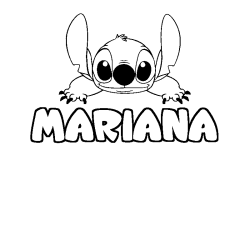 Coloriage prénom MARIANA - décor Stitch