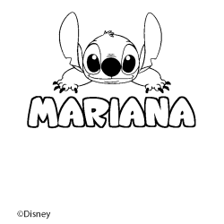 Coloriage pr&eacute;nom MARIANA - d&eacute;cor Stitch