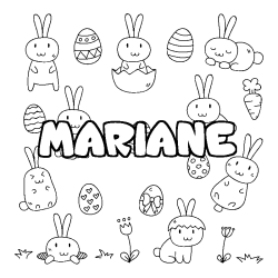 Coloriage pr&eacute;nom MARIANE - d&eacute;cor Paques