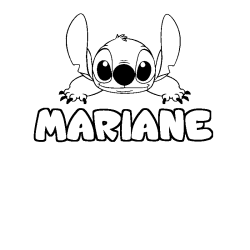 Coloriage prénom MARIANE - décor Stitch