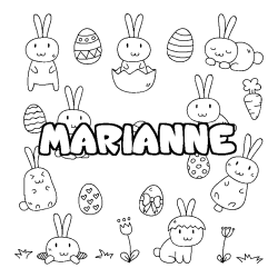 Coloriage pr&eacute;nom MARIANNE - d&eacute;cor Paques