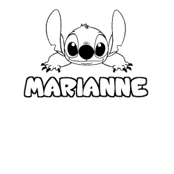 Coloriage prénom MARIANNE - décor Stitch