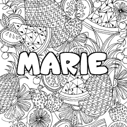 Coloriage prénom MARIE - décor Mandala fruits