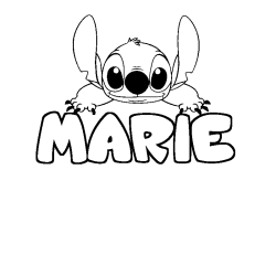 Coloriage prénom MARIE - décor Stitch