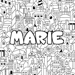 Coloriage MARIE - d&eacute;cor Ville