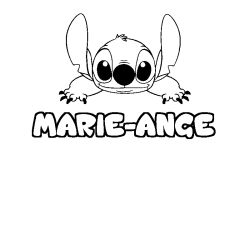 Coloriage prénom MARIE-ANGE - décor Stitch