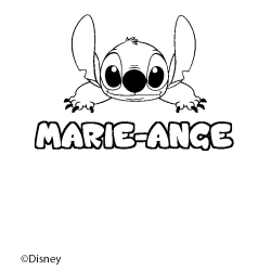 Coloriage pr&eacute;nom MARIE-ANGE - d&eacute;cor Stitch