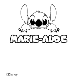 Coloriage pr&eacute;nom MARIE-AUDE - d&eacute;cor Stitch