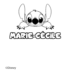 Coloriage pr&eacute;nom MARIE-C&Eacute;CILE - d&eacute;cor Stitch