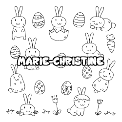 Coloriage pr&eacute;nom MARIE-CHRISTINE - d&eacute;cor Paques