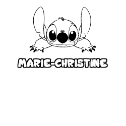 Coloriage prénom MARIE-CHRISTINE - décor Stitch