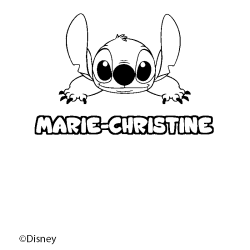 Coloriage pr&eacute;nom MARIE-CHRISTINE - d&eacute;cor Stitch