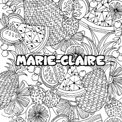 Coloriage pr&eacute;nom MARIE-CLAIRE - d&eacute;cor Mandala fruits