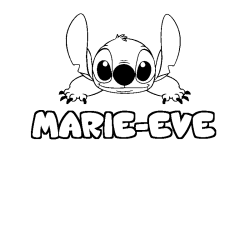 Coloriage prénom MARIE-EVE - décor Stitch
