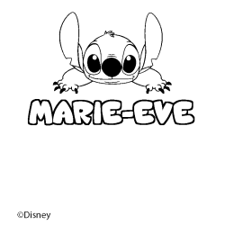 Coloriage pr&eacute;nom MARIE-EVE - d&eacute;cor Stitch