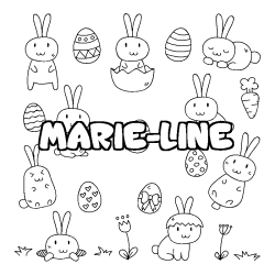 Coloriage prénom MARIE-LINE - décor Paques