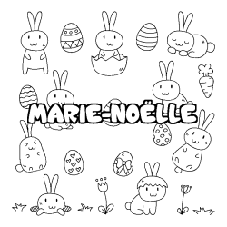 Coloriage pr&eacute;nom MARIE-NO&Euml;LLE - d&eacute;cor Paques