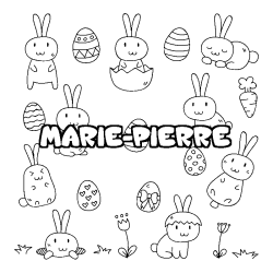 Coloriage pr&eacute;nom MARIE-PIERRE - d&eacute;cor Paques