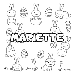Coloriage prénom MARIETTE - décor Paques