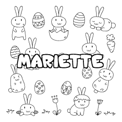 Coloriage pr&eacute;nom MARIETTE - d&eacute;cor Paques