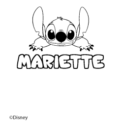 Coloriage pr&eacute;nom MARIETTE - d&eacute;cor Stitch