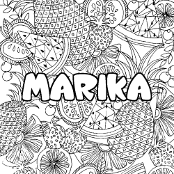 Coloriage prénom MARIKA - décor Mandala fruits