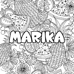 Coloriage pr&eacute;nom MARIKA - d&eacute;cor Mandala fruits