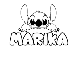 Coloriage prénom MARIKA - décor Stitch