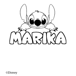 Coloriage pr&eacute;nom MARIKA - d&eacute;cor Stitch