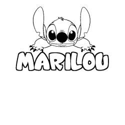 Coloriage prénom MARILOU - décor Stitch