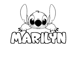 Coloriage prénom MARILYN - décor Stitch