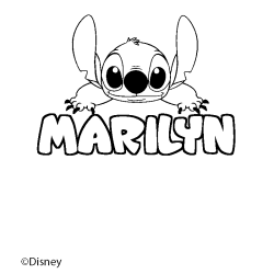 Coloriage pr&eacute;nom MARILYN - d&eacute;cor Stitch