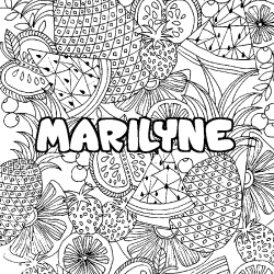 Coloriage prénom MARILYNE - décor Mandala fruits