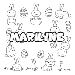 Coloriage pr&eacute;nom MARILYNE - d&eacute;cor Paques