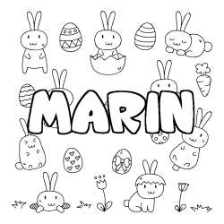 Coloriage pr&eacute;nom MARIN - d&eacute;cor Paques