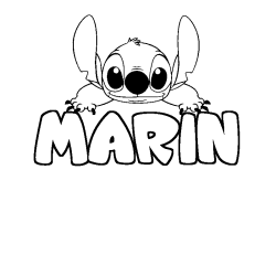 Coloriage prénom MARIN - décor Stitch